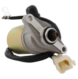 Bombardier DS90 Mini Starter Motor with metallic silver housing, black wiring, and a white plastic connector.