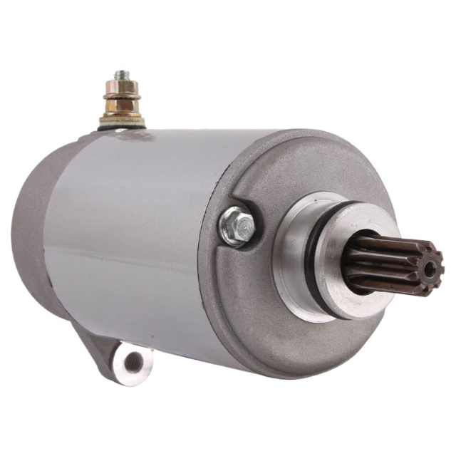 Starter motor for Can-Am ATVs by ATV City, OEM 420-684-560, grey metal body with splined gear shaft