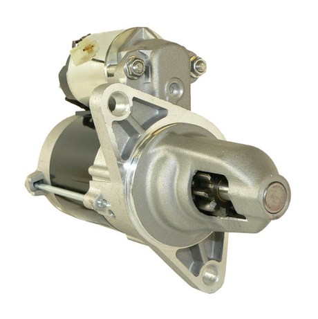 Starter motor for Tora Lawn/Workman, metallic silver with mounting flange and solenoid