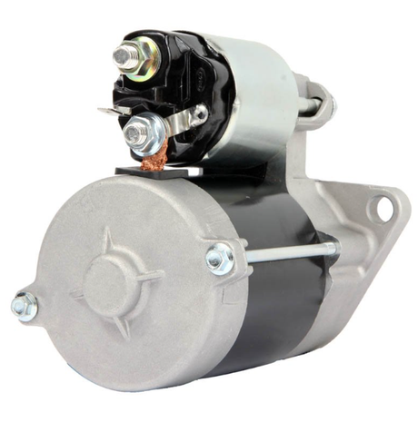 Starter motor for Kubota RTV 500, OEM EG673-63013, by ATV City; black and silver with mounting bolts.