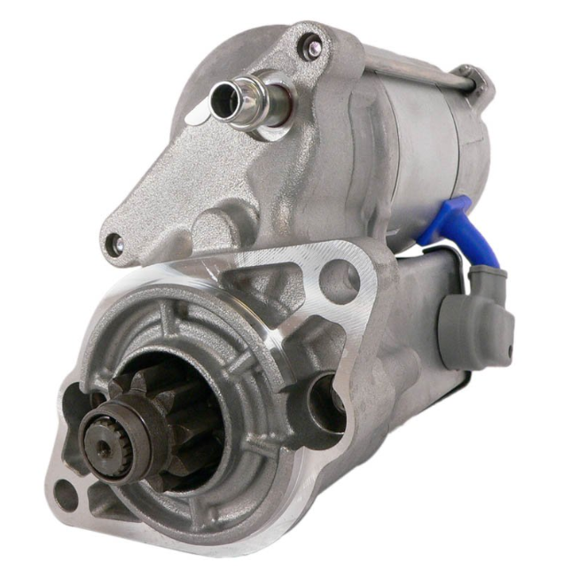 Starter motor for Kubota RTV1100/RTV1140/RTV-X1100C by ATV City, OEM K7711-61800, metallic silver with blue wire
