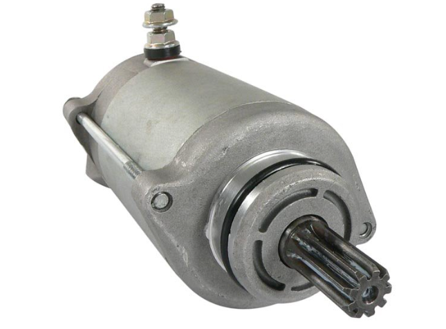 Starter motor for Arctic Cat ATVs/UTVs (2008–2019), ATV City OEM 0825-011, metallic silver.