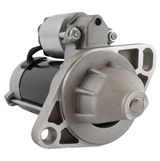 Starter motor for John Deere mowers/tractors/UTVs with silver mounting flange and black body