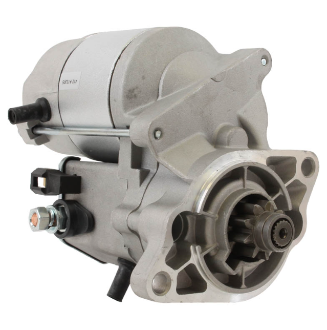 Starter motor, metallic silver finish, compatible with Kubota RTV900 UTV (OEM 15504-63010)