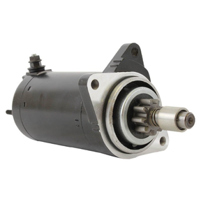 Sea Doo Jetski starter motor, black metal housing with drive gear shaft