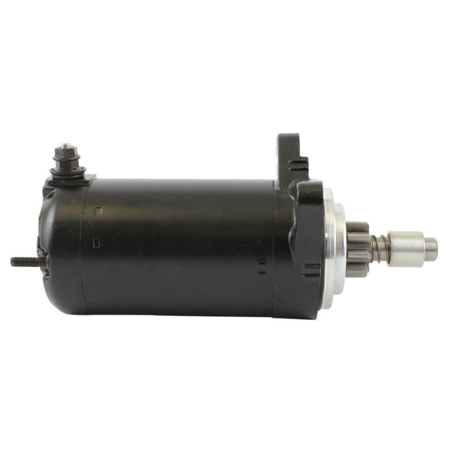 Starter motor for Sea-Doo watercraft (1995–1999), black cylindrical body with metal drive shaft