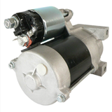 Starter motor, black and silver with top solenoid; ATV/tractor starter unit