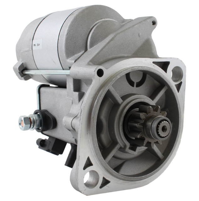 Starter motor ATV City for John Deere, Yanmar and Denso with gray metal housing.