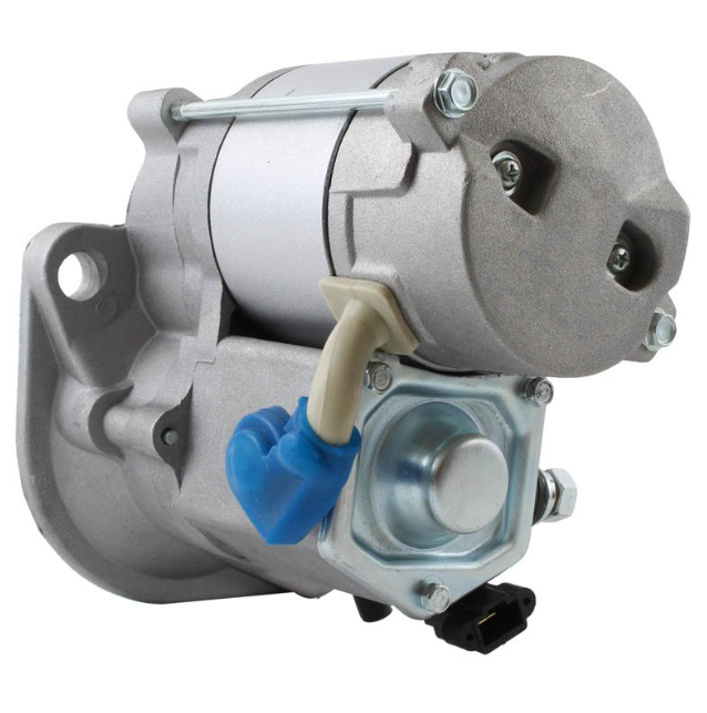 Starter motor ATV City for John Deere/Yanmar/Denso; silver metal housing with blue connector.