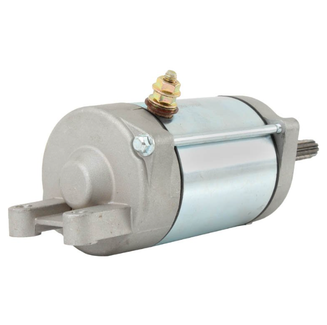 Starter motor ATV City; silver metal body with mounting lugs and terminal post, OEM 31100-31G00.