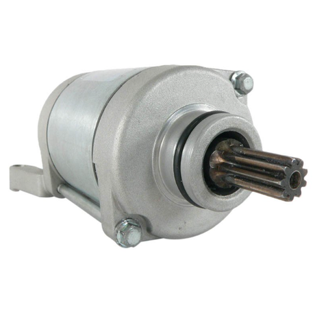 Starter motor for Yamaha YFZ450R/YFZ450X (2009–2020), OEM 18P-81890-00-00, metallic silver finish.