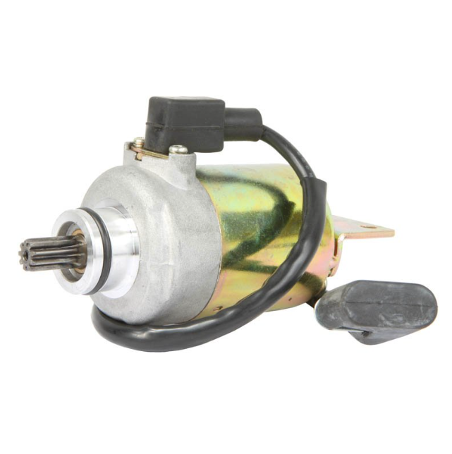 Starter motor for Kymco Mxer 150 / MXU 150, metal body with black solenoid and wiring
