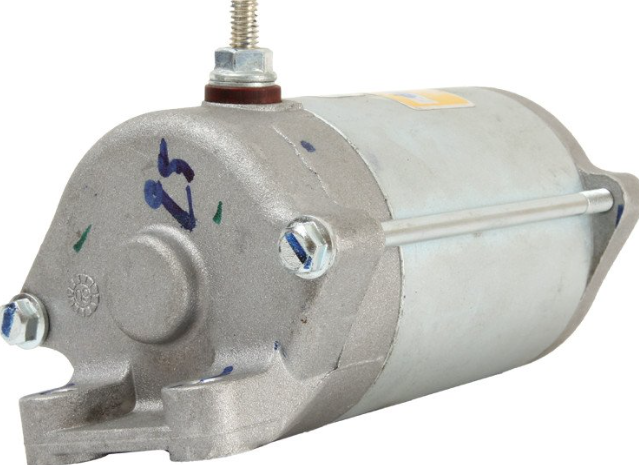 Starter motor for Arctic Cat 1000 ATV (2008–2013), OEM ref 0825-015, metallic aluminum housing with mounting bolts