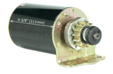 Starter motor for ATV City Briggs & Stratton engines, black cylindrical body with metal mounting flange and gear
