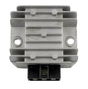 Regulator rectifier with gray aluminum housing and black multi-pin connector for ATVs