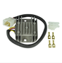 ATV City regulator/rectifier for Honda ATC 200 Big Red with aluminum heatsink, wiring, white connector, four terminals.