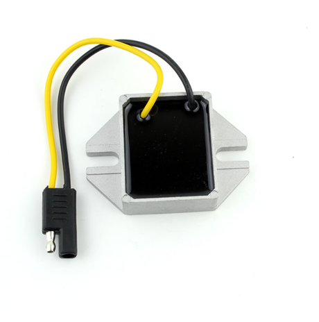 Regulator Rectifier for Polaris snowmobiles, DGT Agri, aluminum heatsink with yellow and black leads.