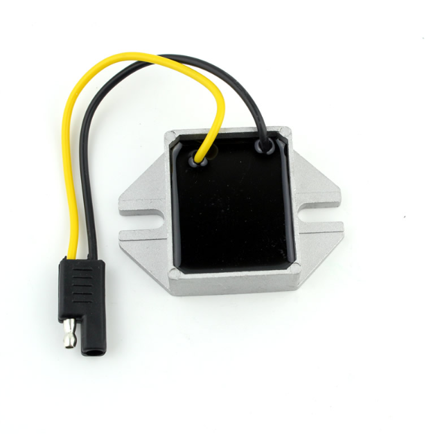Regulator Rectifier for Polaris snowmobiles, DGT Agri, aluminum heatsink with yellow and black leads.