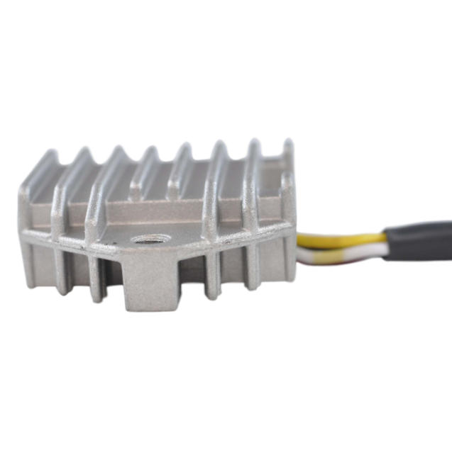 Regulator Rectifier for Yamaha YFZ 450 ATV, silver aluminum heatsink with wiring.