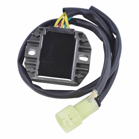 Regulator rectifier for Honda TRX 300 Fourtrax 1993–2000 with black housing and wiring harness.