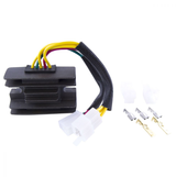 Regulator Rectifier ATV City kit for Suzuki quad bikes; black heatsink, yellow wires, white connectors