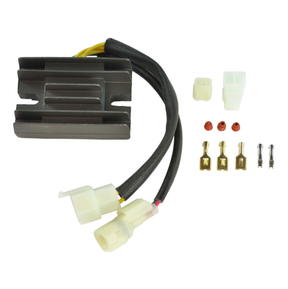 Voltage regulator kit for Arctic Cat 250/300 and Suzuki LTF 250/300 Quadrunner, 2001–2005, with wiring harness.
