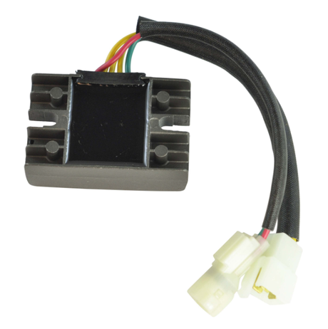 Voltage regulator module by ATV City for Arctic Cat/Suzuki quad models, black with multicolor wires, 2001–2005