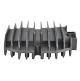 Regulator rectifier heat sink for ATV, gray plastic housing with cooling fins.