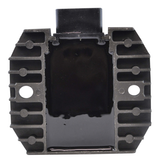 Regulator rectifier unit with black housing and ribbed side heat sink fins