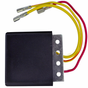 Regulator Rectifier by ATV City for Polaris ATVs; black housing with yellow and red lead wires and mounting bracket.