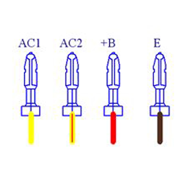 ATV City Regulator Rectifier wiring diagram with four terminals AC1, AC2, +B, E and color-coded leads.