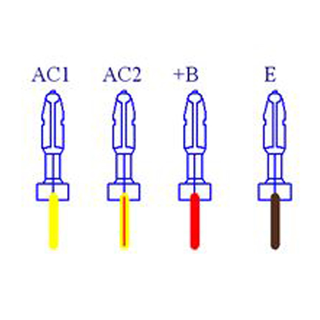 ATV City Regulator Rectifier wiring diagram with four terminals AC1, AC2, +B, E and color-coded leads.