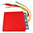 Regulator Rectifier module with red housing, metal mounting bracket, and yellow and red leads