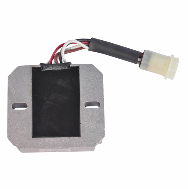 Regulator Rectifier for Yamaha YFM ATV models (1986–1995); silver metal housing with wiring harness and plug connector