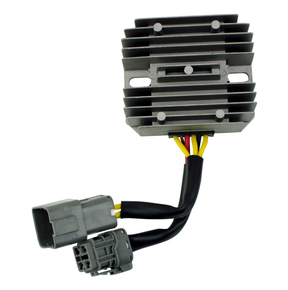 Regulator Rectifier for Arctic Cat and Kymco ATVs, gray heat-sink unit with black harness and yellow wires - ATV City