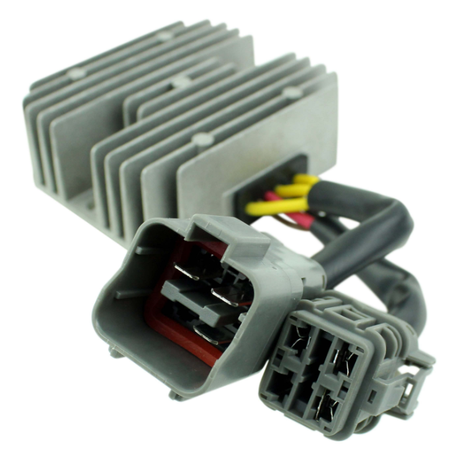 Regulator Rectifier by ATV City; gray heat-sink unit with multi-pin connectors for Arctic Cat and Kymco ATVs (2007–2019)