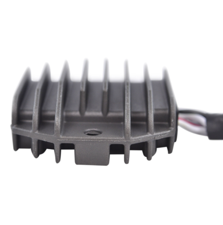 Regulator rectifier for Yamaha YFM350 Warrior/Wolverine (2002–2005), gray aluminum heat sink with wiring harness