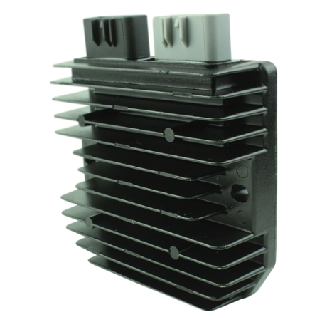 MOSFET regulator rectifier for ATVs, black finned heatsink module with dual top connectors