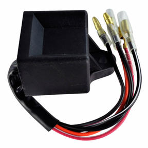 CDI module for Yamaha YFS200 Blaster ATV, black housing with red and black wiring (DGT Agri)