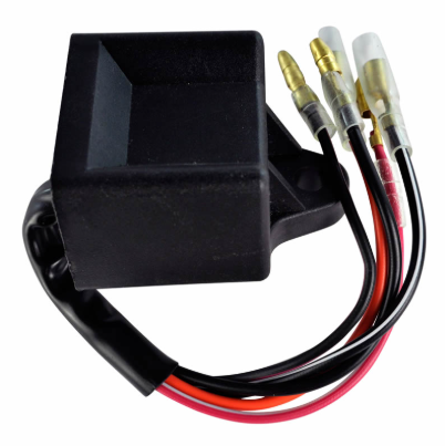 CDI module for Yamaha YFS200 Blaster ATV, black housing with red and black wiring (DGT Agri)