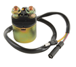 Starter relay with wiring harness for Honda TRX ATV; black top and gold-tone metal can.