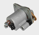 Brake caliper by ATV City; silver metal finish, rear replacement for Polaris Sportsman 570 and Scrambler ATVs.