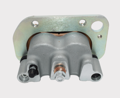 Front Left Brake Caliper by ATV City for Polaris Ranger 570 EFI (2014–2023), silver metal with mounting bracket