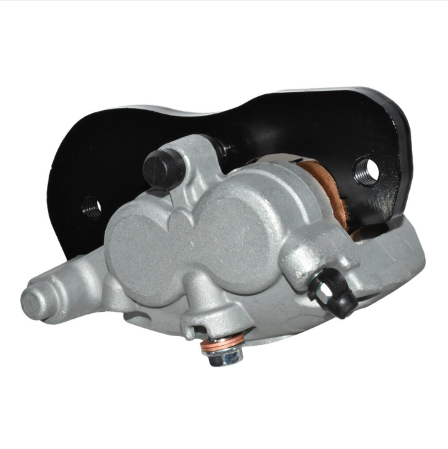 HYPER Front Left Brake Caliper by ATV City for CanAm Defender and Traxter, silver with black mounting bracket