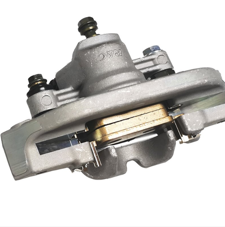 Front-right brake caliper in metallic gray for ATV braking systems