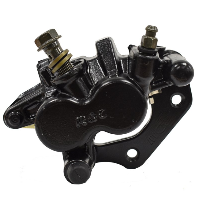 Front left brake caliper for Kawasaki ATV (KFX 700 / KVF 650) in black metal with mounting bracket