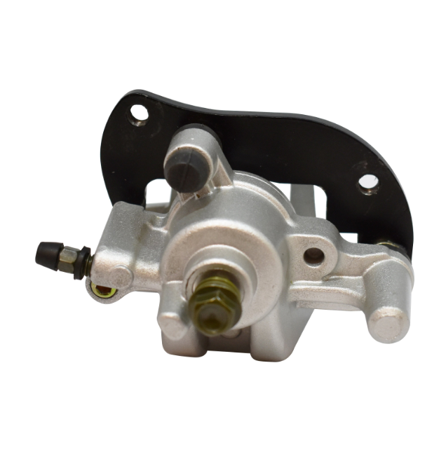 Rear right brake caliper for Yamaha Grizzly 550/Grizzly 700/Kodiak 700 (2007–2019) silver aluminum body with black mount