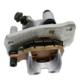 Front right brake caliper for Suzuki KingQuad ATVs, ATV City brand, silver with copper-colored pad.
