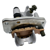 Front left brake caliper for Suzuki KingQuad LT-A series, silver housing with copper brake pad