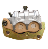 Front left brake caliper for Yamaha Rhino ATVs (2004–2013), silver with bronze mounting bracket, ATV City